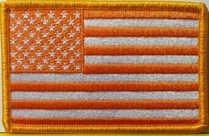 BANDERA AMERICANA COLORES NARANJA Y BLANCO Parche Táctico Borde Dorado #2 - Imagen 1 de 1