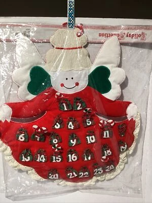 Vintage Advent Calendar Quilted Angel Wall Hanging Christmas 20” x 19” BN2 - Image 1 of 4