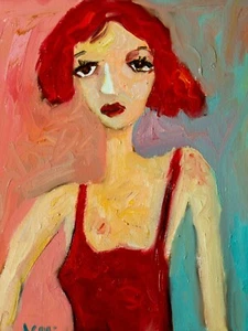 Arte Original Retrato Pintura al Óleo sobre Lienzo Estirado 14" x 11" - Imagen 1 de 4