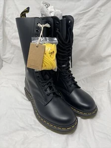 Dr. Martens 14-Eye Zip Leather Boots BLACK Size 6 Uk 4 # 11855001 (r105) - Picture 1 of 5