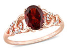 140 Carat Ctw Oval Cut Garnet Ring In 10K Rose Pink Gold With Accent Diamonds
