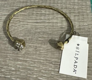 SILPADA KR Brass SWAROVSKI CRYSTAL Cuff Bracelet RETIRED NEW! - Picture 1 of 5