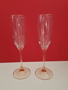 LUMINARC ROSE pink stem flutes sparkling wine x 2 - Picture 1 of 5