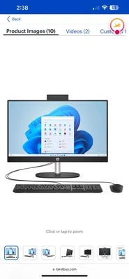 HP - 23.8" Full HD Todo en Uno - AMD Ryzen 3 - 8GB de Memoria - 512GB SSD - Negro Jet Foto 1 de 2