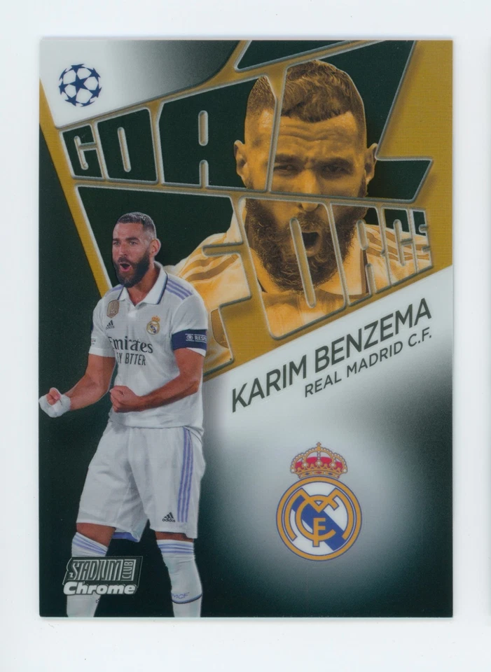 2022–23 Карим Бензема Topps Stadium Club хромированная черная переливающаяся карточка Real Madrid 4/10 - Изображение 1 из 3