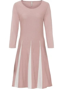 Vestido de punto con falda plisada ancha talla 40/42 rosa beige mujer mini vestido nuevo* - Imagen 1 de 1
