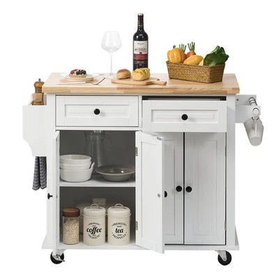 Uimoso 35.4" Kitchen Island Cart Rolling Storage Cabinet Cart with Drawer & Rack - Image 1 of 4