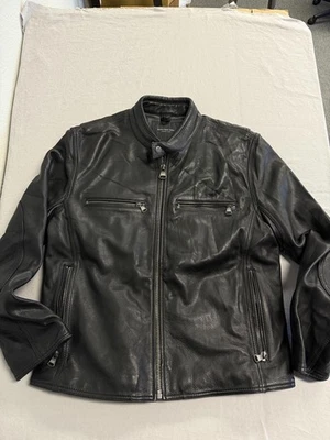 Chaqueta de moto de cuero Andrew Marc para hombre de motociclista de cuero pesado - L Foto 1 de 4