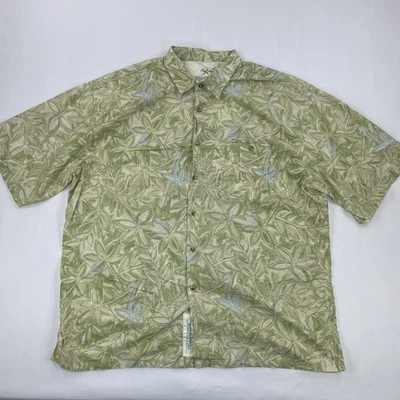 Bamboo Cay Shirt Men’s XXL Hawaiian Short Sleeve Button Up Floral Beige Cotton — 第 1/4 张图片