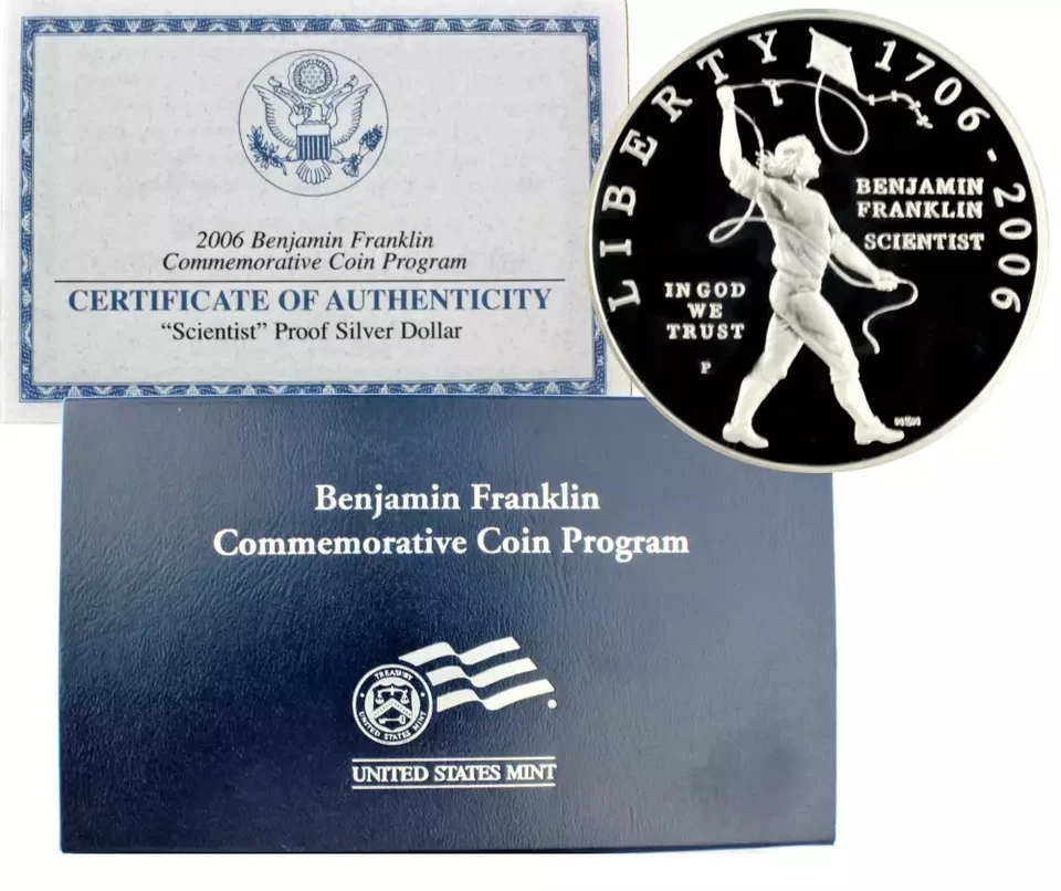 2006-P Benjamin Franklin Scientist Commemorative Silver Dollar Proof - Image 1 of 1