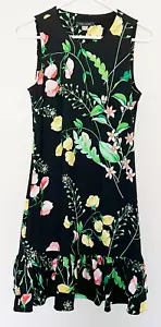 NWT Tommy Hilfiger Women's Floral Sleeveless Ruffle-Hem Dress 4 black multi - Picture 1 of 9