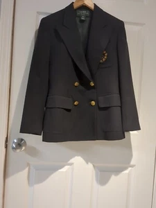 Tuta/Blazer Ralph Lauren lana curata oro 3 Petite taglia 6P blu - Foto 1 di 6