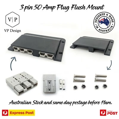 50A Double, 2 pin and 3 pin Anderson Plug Surface Mount Cover, Bolts Included - Image 1 of 4