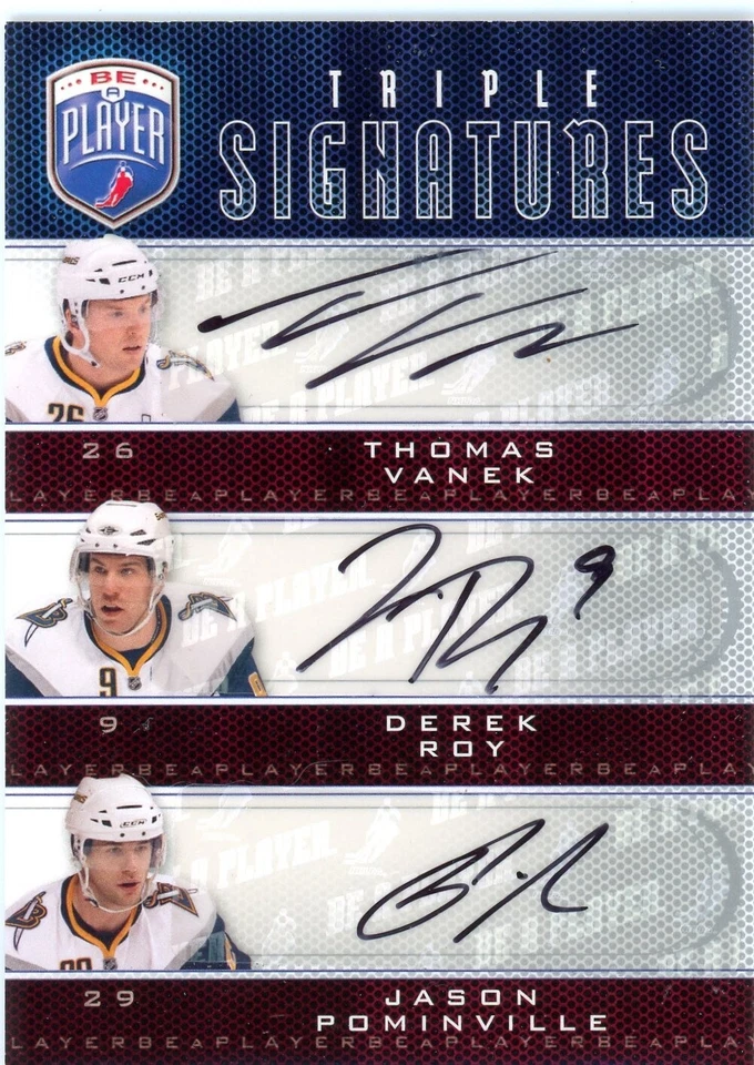 2009 Be a Player Triple Signatures Thomas Vanek Derek Roy Jason Pominville Auto - Image 1 of 1