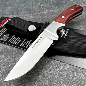 Winchester Rich Grain Wood Fixed Blade Full Tang Hunter Skinner Knife and Sheath - Picture 1 of 8