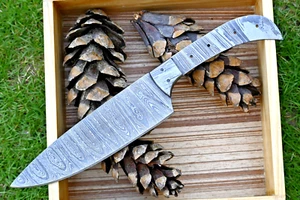 MASSGESCHNEIDERTE HANDGESCHMIEDETE DAMASKUS STAHL LEERE KLINGE KÜCHENKOCHMESSER SS-21 - Bild 1 von 3