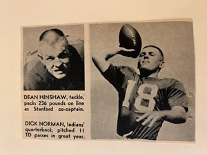 Dean Hinshaw Dick Norman Stanford Indians 1960 S&S Football Pictorial CO Panel - Picture 1 of 1