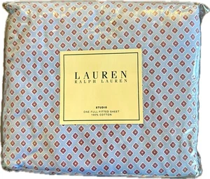 Ralph Lauren Studio Foulard Seaview Full Size Fitted Sheet Blue PinkFloral Deep - Picture 1 of 5