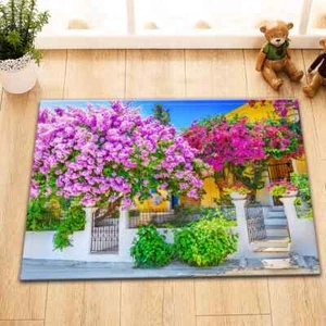 Revestimiento de cortina de ducha de poliéster impermeable para baño con patio de flores resistente al agua - Imagen 1 de 8
