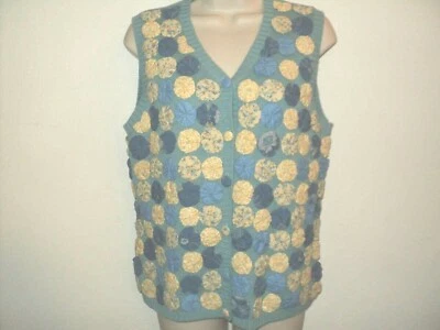NEW Eagle's Eye Women's Size S Small Knit Vest Aqua Blue w/ Fabric Puff Circles - Image 1 of 4