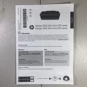 HP Deskjet 2050 / 1050 Official Instruction manual ONLY - Picture 1 of 3