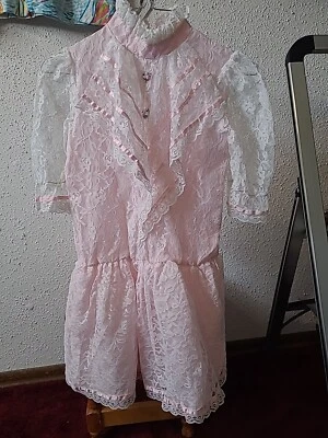 Vestido rosa vintage feminino renda Cottagecore Prairie Play Dress Up tamanho 8 - Imagem 1 de 4