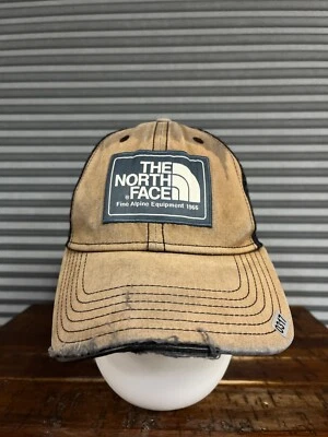 The North Face Hat Cap Snap Back Adult Beige Poly Trucker Fine Alpine Distressed - Image 1 of 4