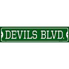 Devils Blvd Novelty 24"x5" metal street sign plaque Home Door Garage Wall