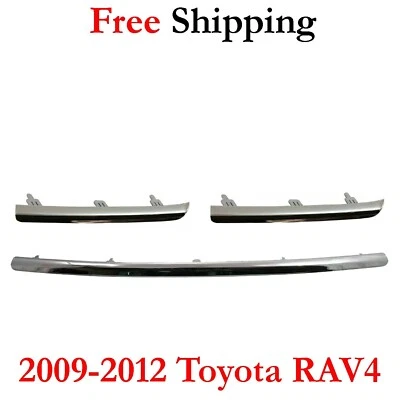 For 2009-2012 Toyota RAV4 Bumper Grille Front Chrome Molding Trims Set 3pcs Foto 1 de 4
