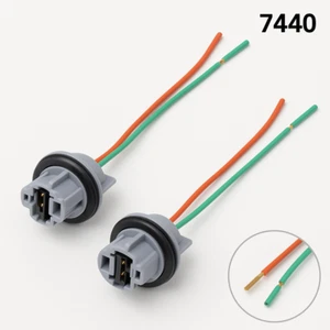 2x 7440 T20 W21W Light Bulb Socket Holder - 2 Pin Wiring for Car, Truck, Trailer - Picture 1 of 5