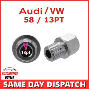 Cierre Tuerca de Rueda Seguridad Llave 58/13PT Spline Resortes para Audi Seat - Imagen 1 de 6