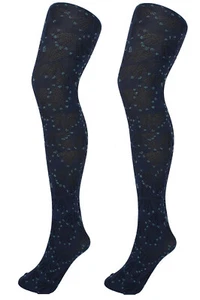 Light Navy Patterned Tights Black S/M M/L Taupe - Picture 1 of 4