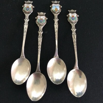 Cucharas de plata vintage esmaltadas San Marino plata 800 siglo 20 firmadas coleccionables Foto 1 de 4