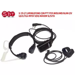 X-19-G7 LARINGOFONO CON PTT PER MIDLAND/ALAN G9/G8/G7/G6 INTEK 5050 MAXON SL25/5 - Zdjęcie 1 z 2