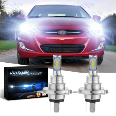 For Hyundai Accent 2000 2001 2002 2003-2017 -H4 9003 LED Headlight Bulbs Hi&Lo - Image 1 of 4