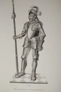 ARMURE FRANCAISE XVI GENDARMERIE LANCE ROCKSTUHL 1835 GRAVURE RUSSIE ARMES R3502 - Foto 1 di 3