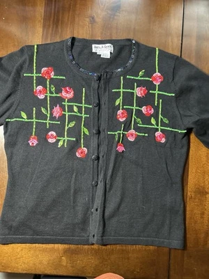 Jack B. Cardigã suéter Quick Festive com lantejoulas rosa design enfeitado L - Imagem 1 de 4