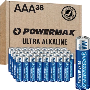 Powermax 36-Count Batterie Triple AAA, Batteria Alcalina Ultra Lunga Durata per - Foto 1 di 12