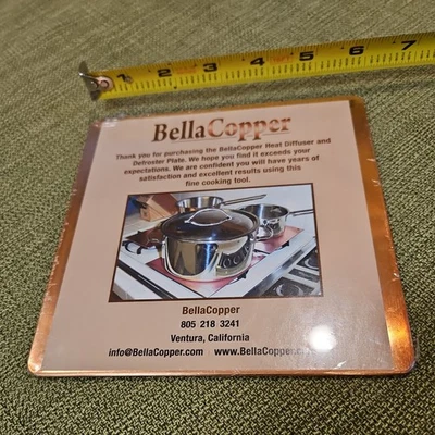 6" Square, 1/8" NEW BellaCopper Pure Copper Heat Diffuser Defrosting Plate Heavy - image 1 of 4