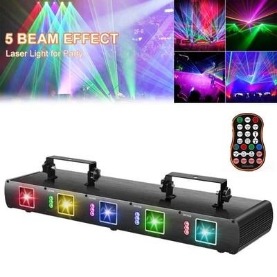 5 Len 5 Beam RGBYC DJ Laser Light Projector show Stage Effect Lighting w/Remote - Image 1 of 4