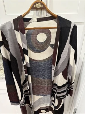 Emilio Pucci Dress Lana Wool Long Cardigan Dress With Belt USA Sz 12 - Image 1 of 4