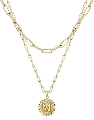 Collares iniciales en capas Ursteel para mujer - delicados enchapados en oro de 14K  Foto 1 de 4