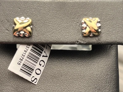 LAGOS Embrace Two-Tone Sterling Silver  18K Gold X Stud Earrings NEW $750.00 - Image 1 of 4
