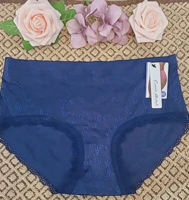 Carrie Amber Intimates ~ SeXy Lace Trim Navy Brief Panty Sz M/5 nwt - Image 1 of 4