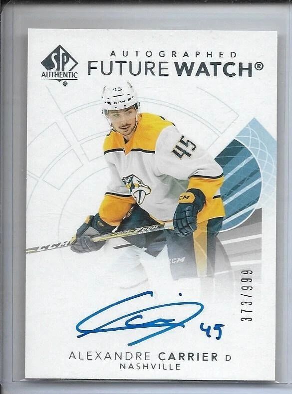 2017-18 SP Authentic #185 Alexandre Carrier FW AUTO RC FUTURE WATCH 373/999 - Image 1 of 1