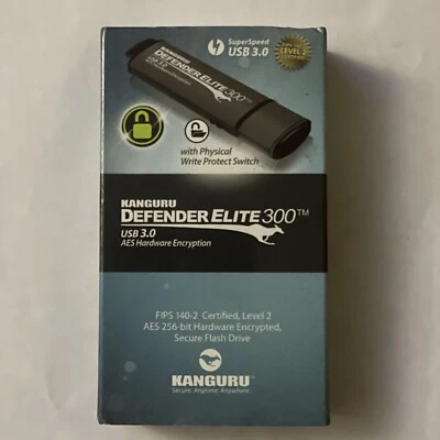 New* Kanguru Defender Elite 300 256GB USB 3.0 Encrypted Flash Drive KDFE300-256G - Image 1 of 2