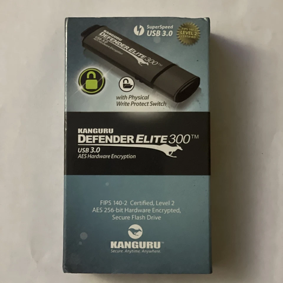 New* Kanguru Defender Elite 300 256GB USB 3.0 Encrypted Flash Drive KDFE300-256G - Image 1 of 2