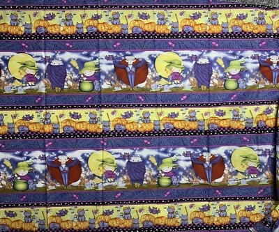 Tela Happy Haunting Halloween por yarda X 44" algodón calabaza, gato y bruja  Foto 1 de 4