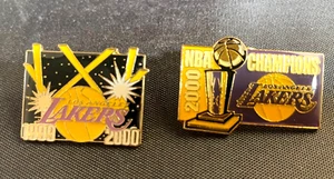 Lot of 2 NBA Los Angeles Lakers Pins Shaq Kobe Team 1999 & 2000 Championship - Picture 1 of 3
