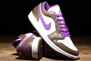 Air Jordan 1 Low Retro Purple Brown White Casual Shoes 553558-215 Mens Size 14 - Picture 1 of 24